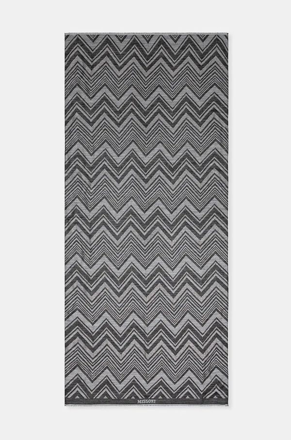 Missoni Kratki šal s primjesom vune Missoni boja: siva, s uzorkom, SAXRWMD9892