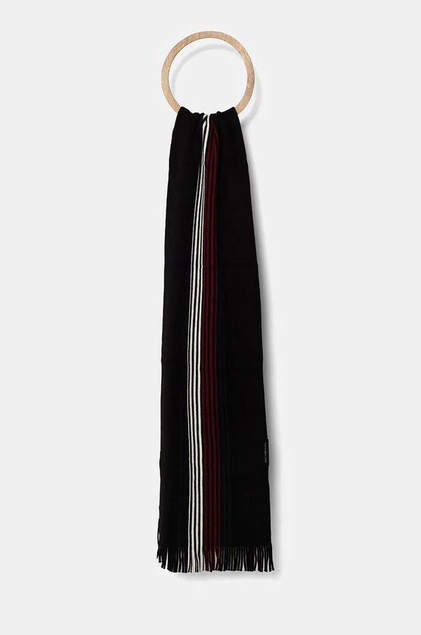 Tommy Hilfiger Kratki šal s primjesom vune Tommy Hilfiger boja: crna, s uzorkom, AM0AM12833