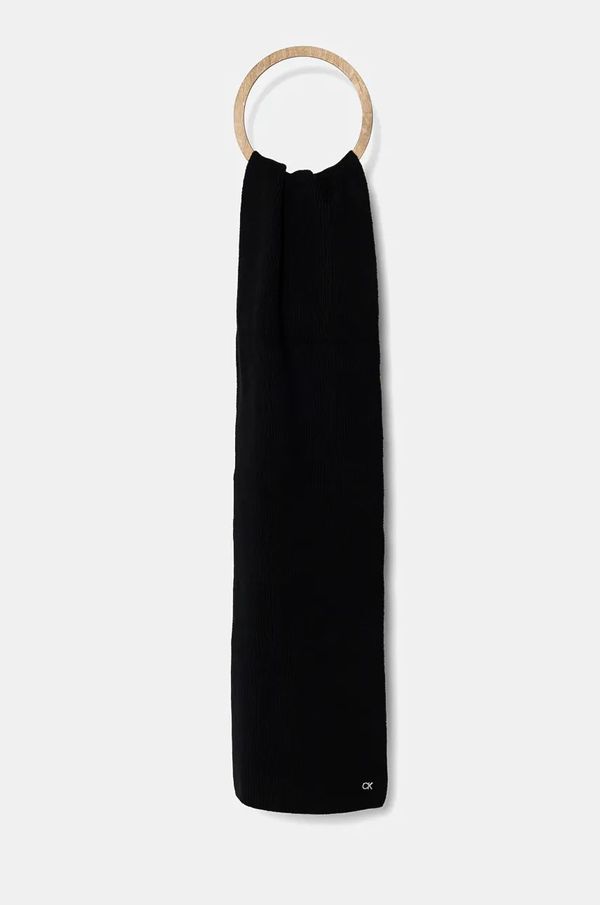 Calvin Klein Kratki vuneni šal Calvin Klein boja: crna, bez uzorka, K60K612603