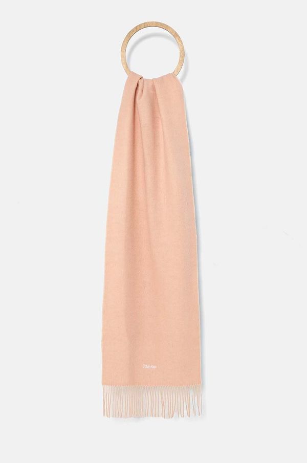 Calvin Klein Kratki vuneni šal Calvin Klein boja: ružičasta, bez uzorka, K60K612705