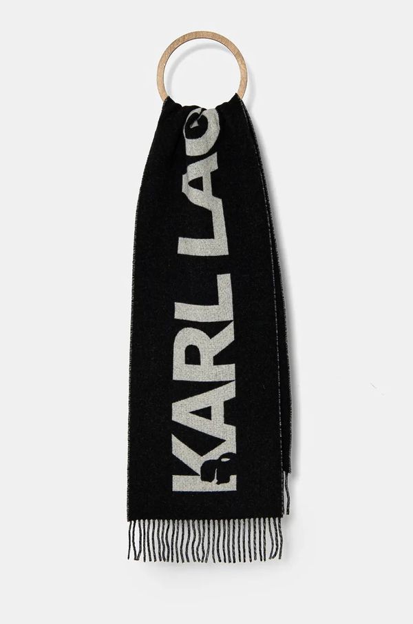 Karl Lagerfeld Kratki vuneni šal Karl Lagerfeld boja: crna, s uzorkom, 246W3309