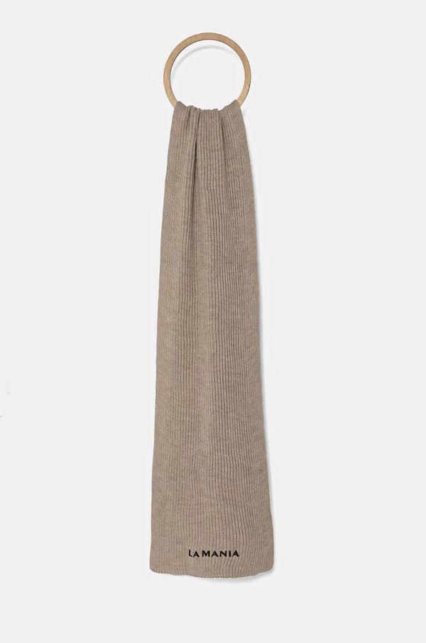 La Mania Kratki vuneni šal La Mania MERINOWOOL boja: bež, s aplikacijom, MERINOWOOL.SCARF