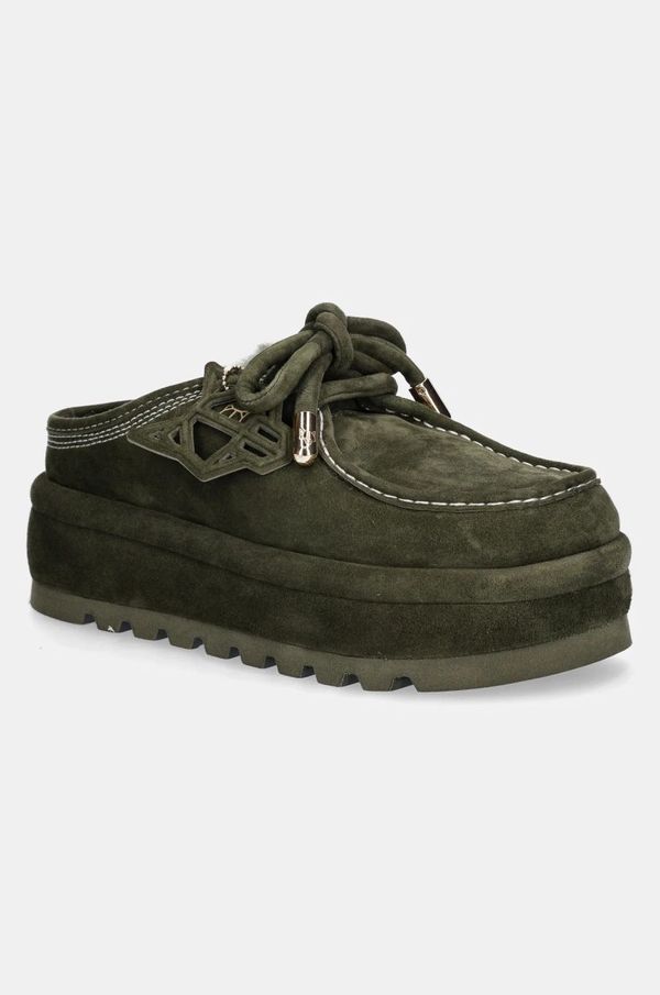 Naked Wolfe Kućne papuče od brušene kože Naked Wolfe Blizzard boja: zelena, Blizzard Suede Shearling Dark Olive