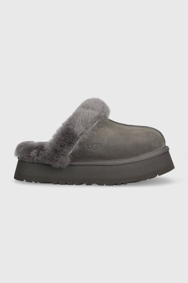 Ugg Kućne papuče od brušene kože UGG Disquette boja: siva, 1122550