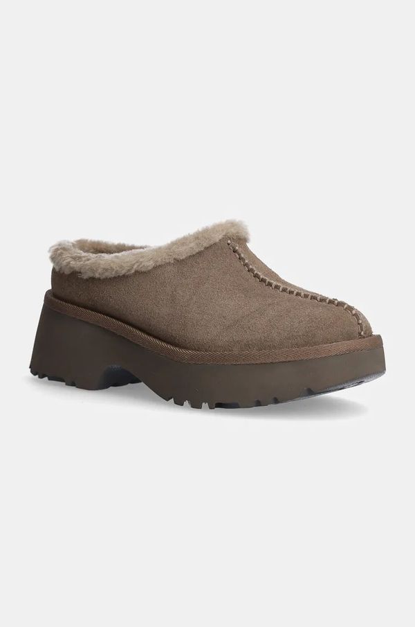 Ugg Kućne papuče od brušene kože UGG New Heights Cozy Clog boja: smeđa, 1162510-HCK