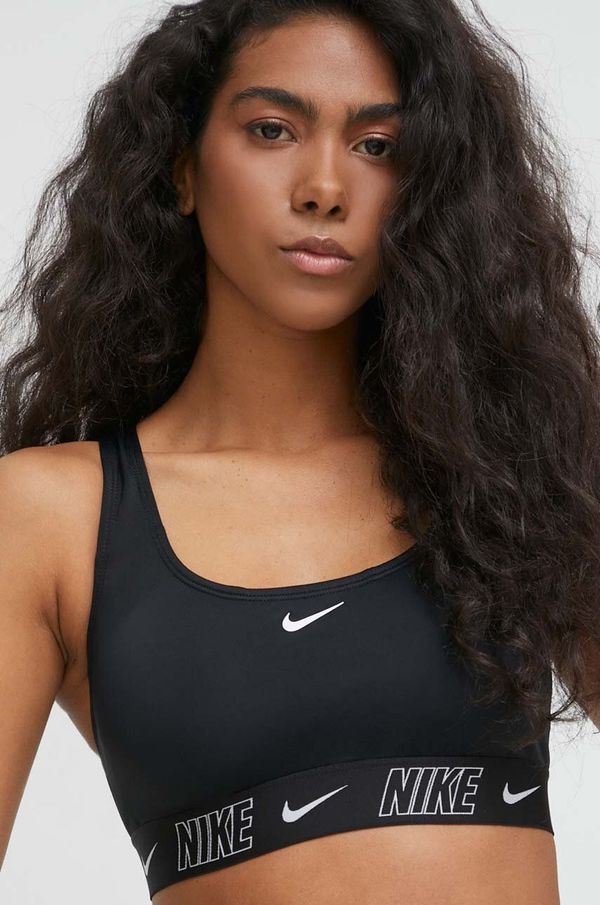Nike Kupaći grudnjak Nike Logo Tape boja: crna, lagano učvršćene košarice