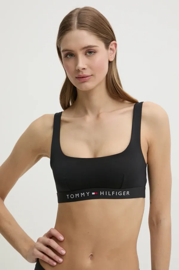 Tommy Hilfiger Kupaći grudnjak Tommy Hilfiger boja: crna, mekane košarice, UW0UW04108