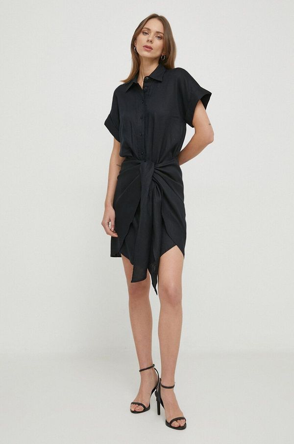 Lauren Ralph Lauren Lanena haljina Lauren Ralph Lauren boja: crna, mini, ravna