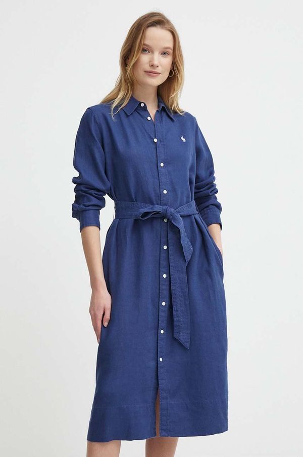 Polo Ralph Lauren Lanena haljina Polo Ralph Lauren boja: tamno plava, mini, ravna, 211943992