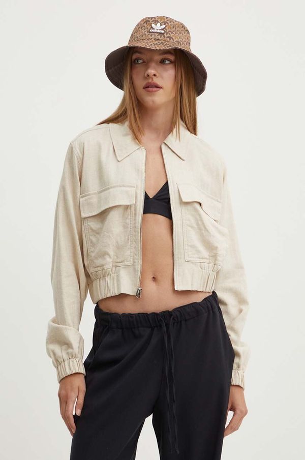 Hollister Co. Lanena jakna Hollister Co. boja: bež, za prijelazno razdoblje, oversize
