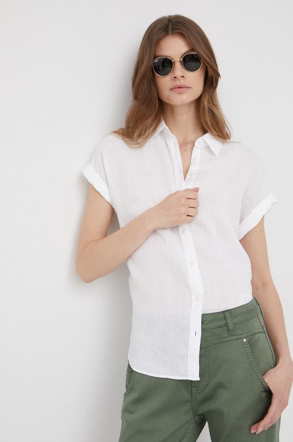 Lauren Ralph Lauren Lanena košulja Lauren Ralph Lauren za žene, boja: bijela, regular, s klasičnim ovratnikom, 200699152001
