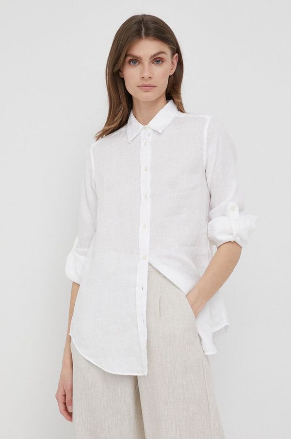 Lauren Ralph Lauren Lanena košulja Lauren Ralph Lauren za žene, boja: bijela, regular, s klasičnim ovratnikom, 200782777001