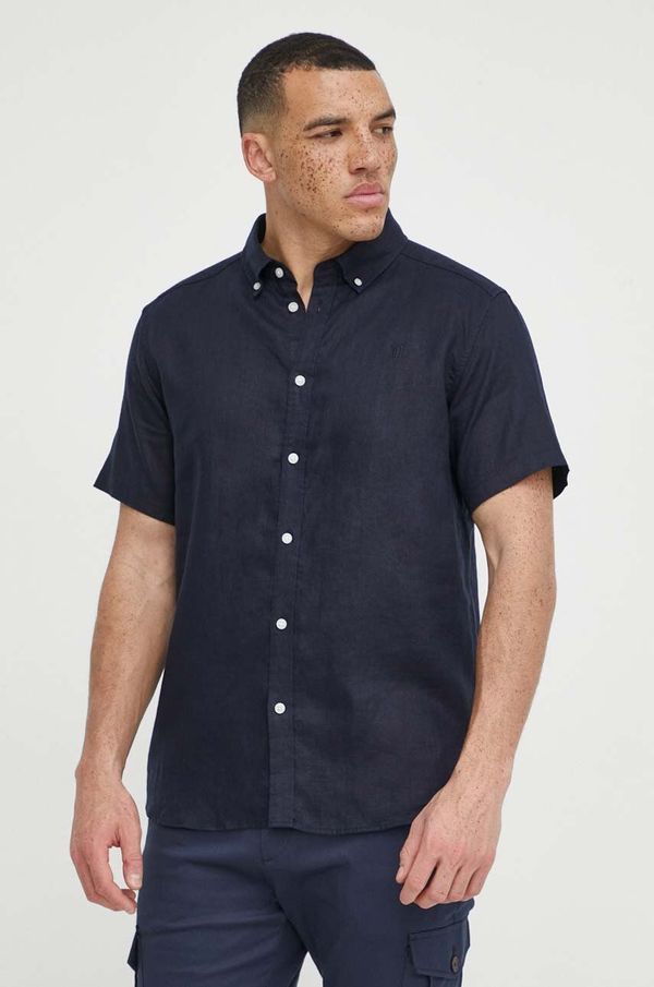 Les Deux Lanena košulja Les Deux boja: tamno plava, regular, s button-down ovratnikom