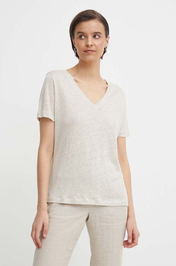 Calvin Klein Lanena majica kratkih rukava Calvin Klein boja: bež, K20K207261