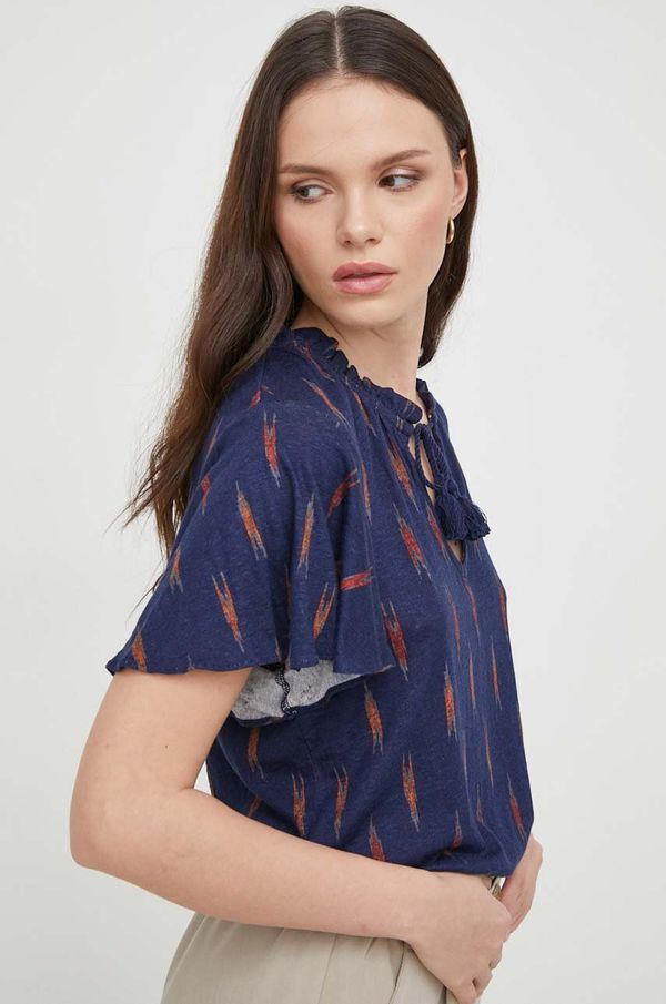 Lauren Ralph Lauren Lanena majica kratkih rukava Lauren Ralph Lauren boja: tamno plava