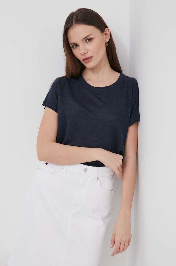 Pepe Jeans Lanena majica kratkih rukava Pepe Jeans LILIAN boja: tamno plava, PL505768