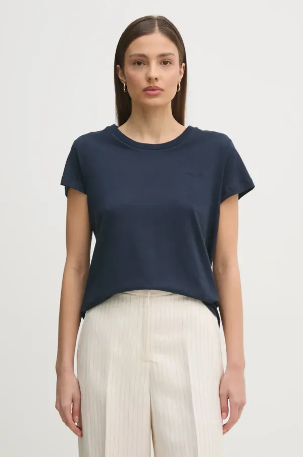 Pepe Jeans Lanena majica kratkih rukava Pepe Jeans MEGAN za žene, boja: tamno plava, PL506049