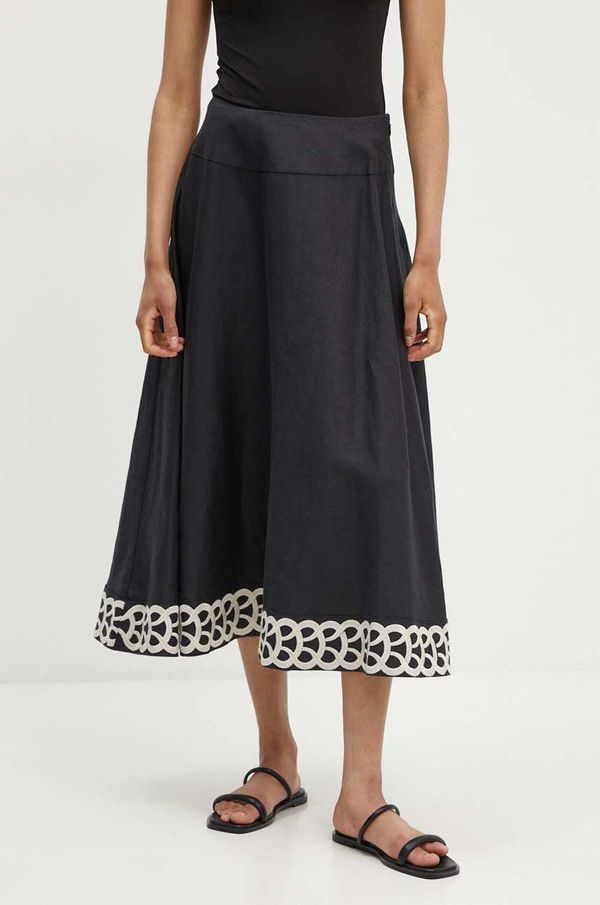 By Malene Birger Lanena suknja By Malene Birger LEONNE boja: crna, midi, širi se prema dolje, Q70967010
