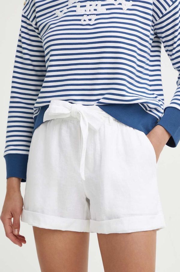 Polo Ralph Lauren Lanene kratke hlače Polo Ralph Lauren boja: bijela, bez uzorka, visoki struk, 211806907