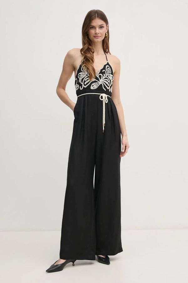Twinset Laneni kombinezon Twinset boja: crna, s v izrezom, 251LB2FAA