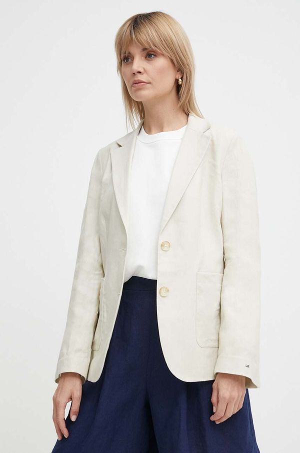 Tommy Hilfiger Laneni sako Tommy Hilfiger boja: bež, jednoredno zakopčavanje, bez uzorka, WW0WW42454