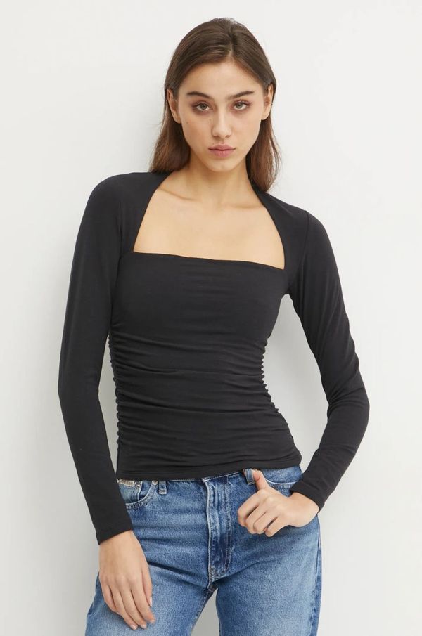 Abercrombie & Fitch Majica dugih rukava Abercrombie & Fitch za žene, boja: crna, KI139-4893