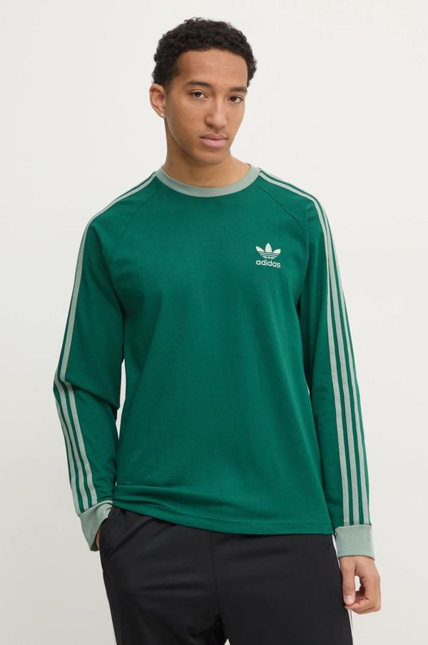 adidas Originals Majica dugih rukava adidas Originals 3-Stripes za muškarce, boja: zelena, s uzorkom, JD0540