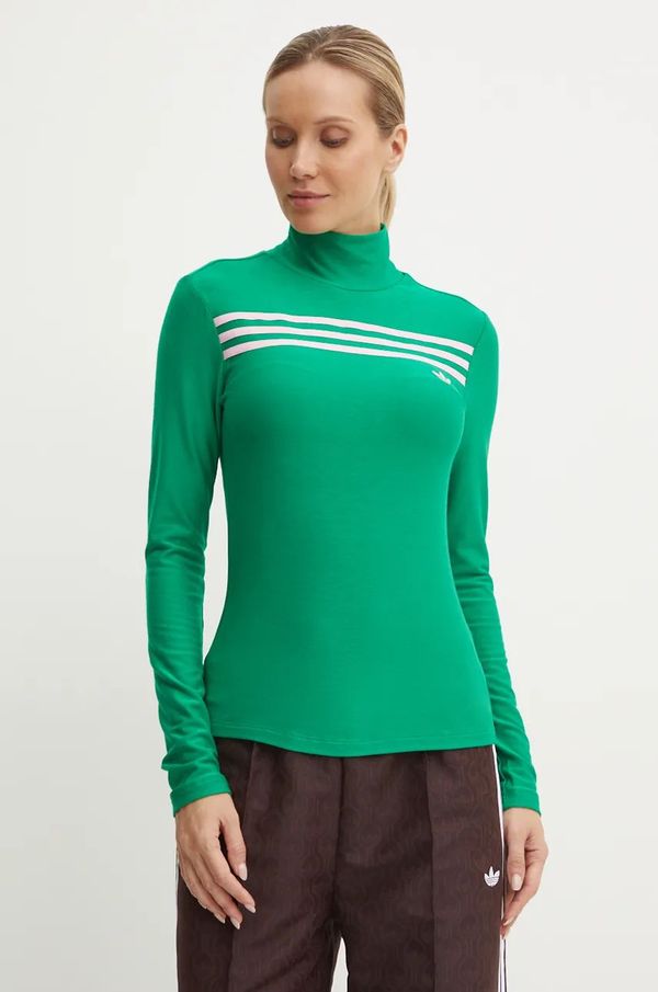 adidas Originals Majica dugih rukava adidas Originals Longsleeve 3S Tee za žene, boja: zelena, s poludolčevitom, JN8314