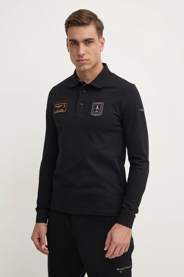 Aeronautica Militare Majica dugih rukava Aeronautica Militare za muškarce, boja: crna, s aplikacijom, PO1835P192