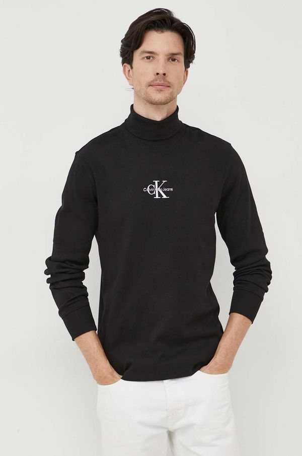 Calvin Klein Jeans Majica dugih rukava Calvin Klein Jeans za muškarce, boja: crna, s aplikacijom