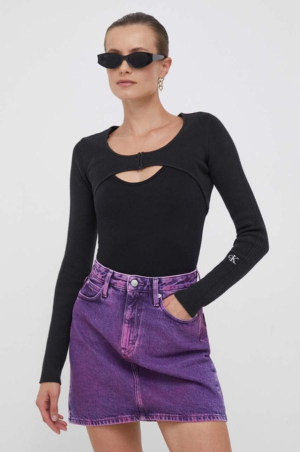 Calvin Klein Jeans Majica dugih rukava Calvin Klein Jeans za žene, boja: crna