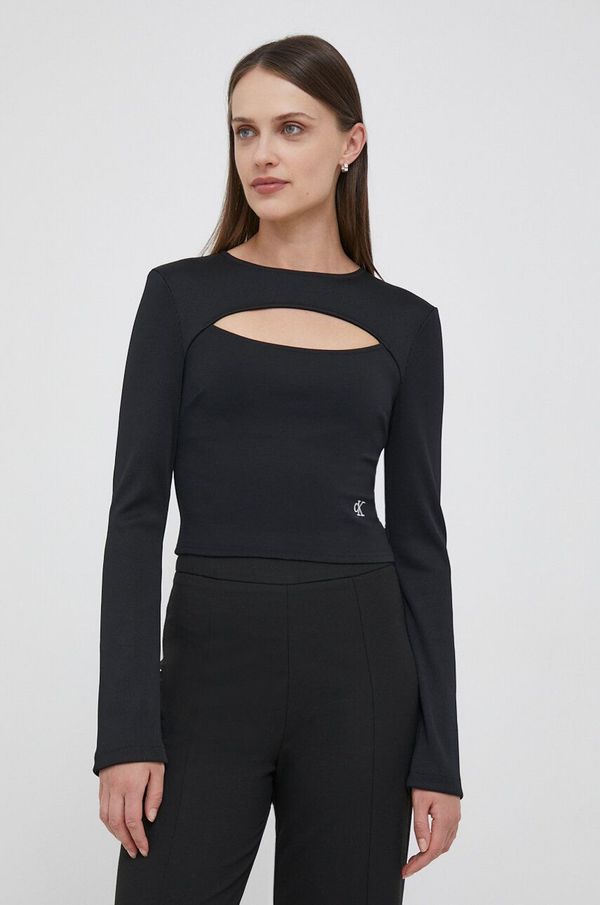 Calvin Klein Jeans Majica dugih rukava Calvin Klein Jeans za žene, boja: crna