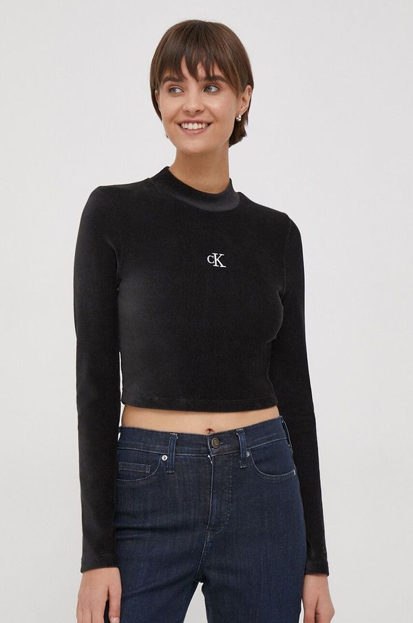 Calvin Klein Jeans Majica dugih rukava Calvin Klein Jeans za žene, boja: crna, s poludolčevitom