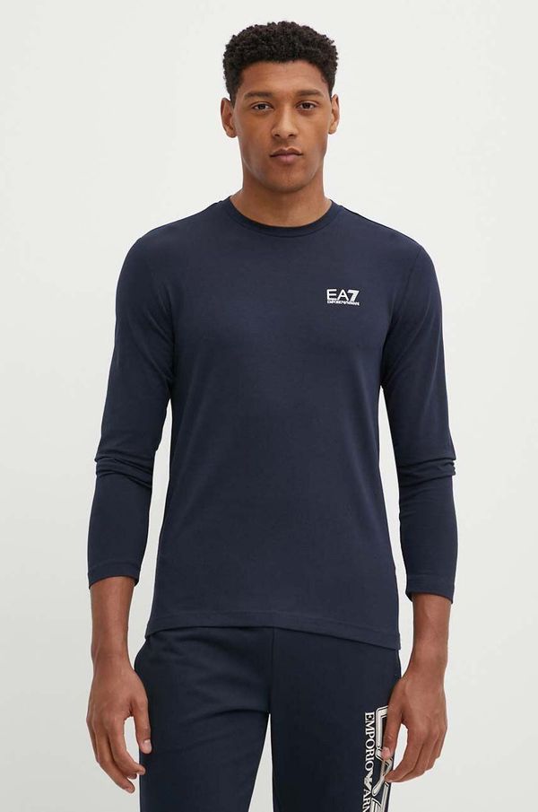 EA7 Emporio Armani Majica dugih rukava EA7 Emporio Armani za muškarce, boja: tamno plava, bez uzorka, PJVQZ.8NPT28