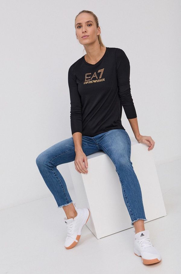 EA7 Emporio Armani Majica dugih rukava EA7 Emporio Armani za žene, boja: crna