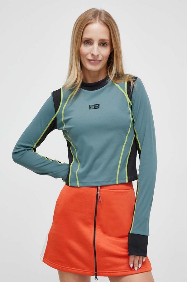 Fila Majica dugih rukava Fila VR46 za žene, boja: zelena, s poludolčevitom