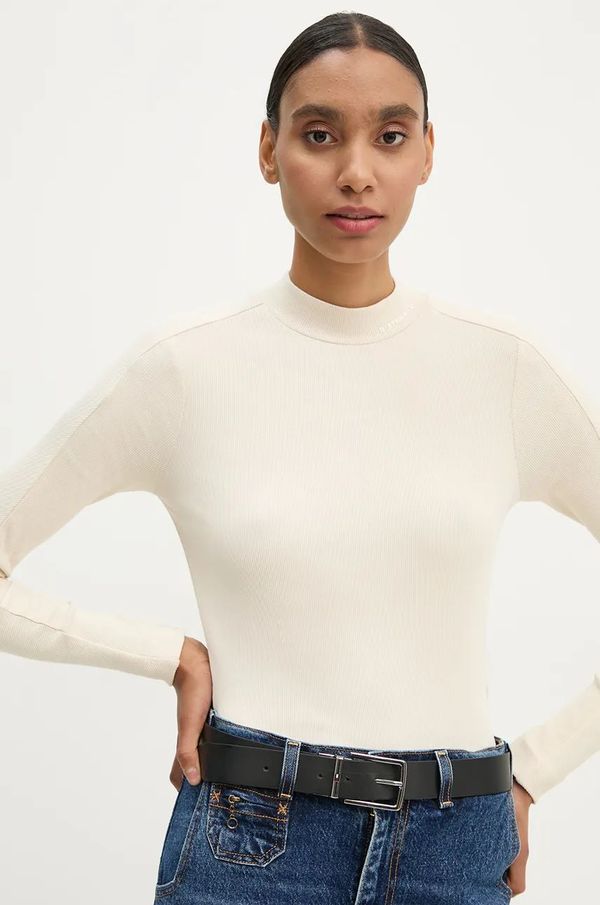 G-Star Raw Majica dugih rukava G-Star Raw za žene, boja: bež, s poludolčevitom, D25033-D850
