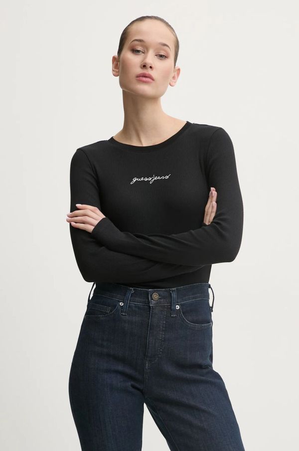 Guess Jeans Majica dugih rukava Guess Jeans za žene, boja: crna, W5RI58 KA0H1