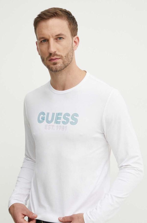 Guess Majica dugih rukava Guess za muškarce, boja: bijela, s tiskom, M4YI33 J1314