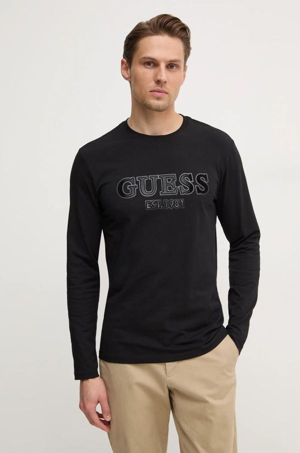 Guess Majica dugih rukava Guess za muškarce, boja: crna, s aplikacijom, M5RI13 J1314
