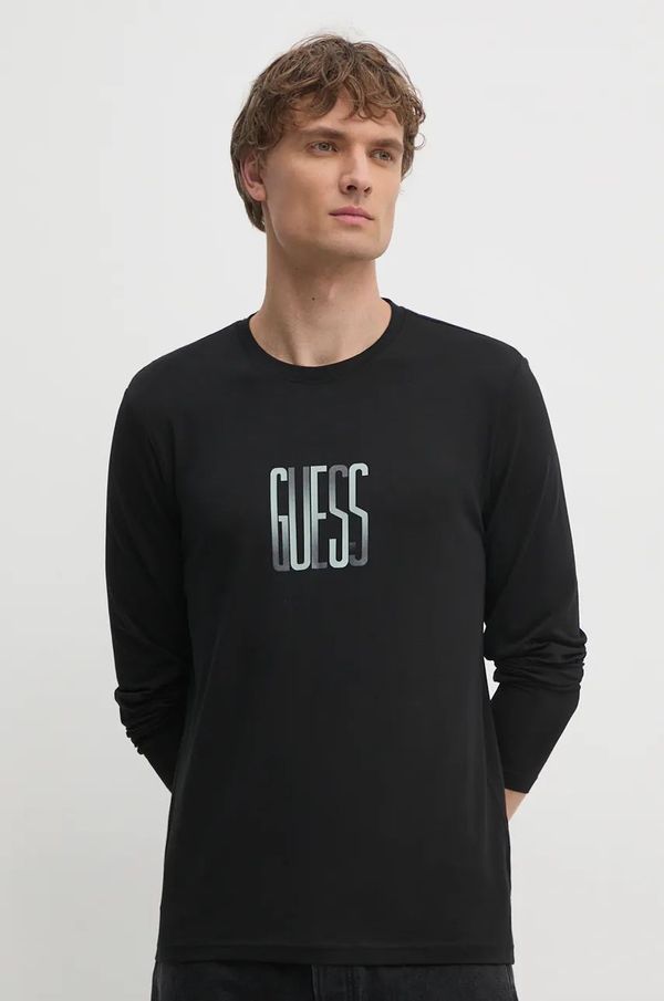 Guess Majica dugih rukava Guess za muškarce, boja: crna, s tiskom, M4BI34.J1314