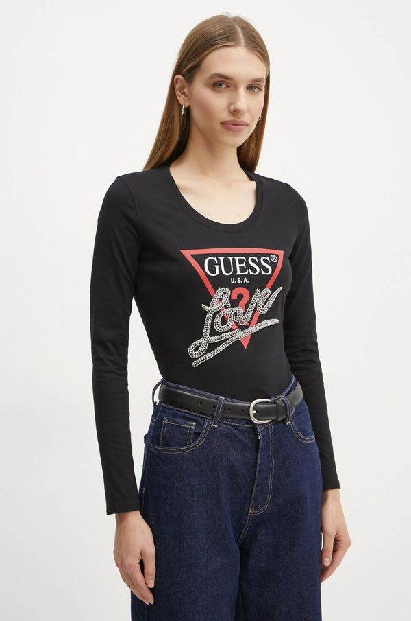 Guess Majica dugih rukava Guess za žene, boja: crna, W5RI64 I3Z14