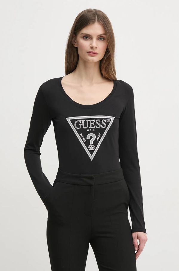 Guess Majica dugih rukava Guess za žene, boja: crna, W5RI65 J1314