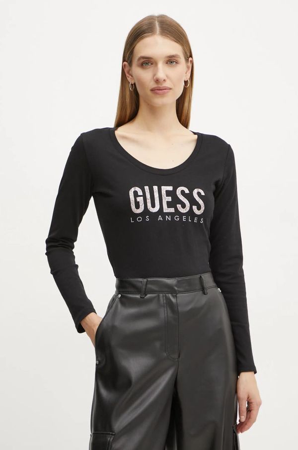 Guess Majica dugih rukava Guess za žene, boja: crna, W5RI66 I3Z14