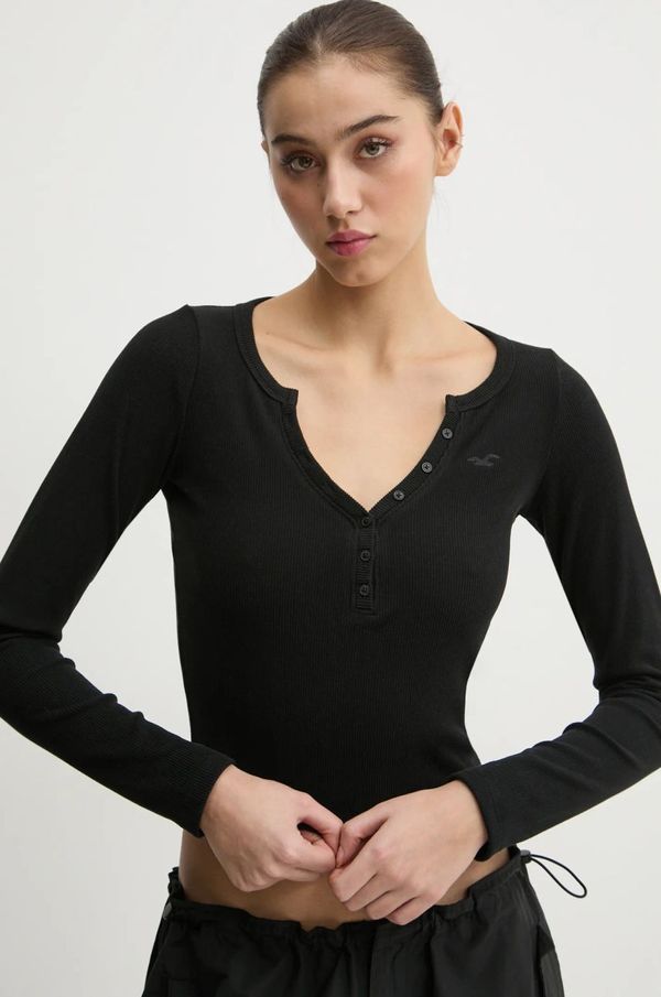 Hollister Co. Majica dugih rukava Hollister Co. za žene, boja: crna, KI339-3684