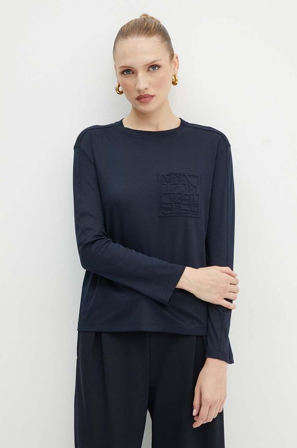 Max Mara Leisure Majica dugih rukava Max Mara Leisure za žene, boja: tamno plava, 2426946088600