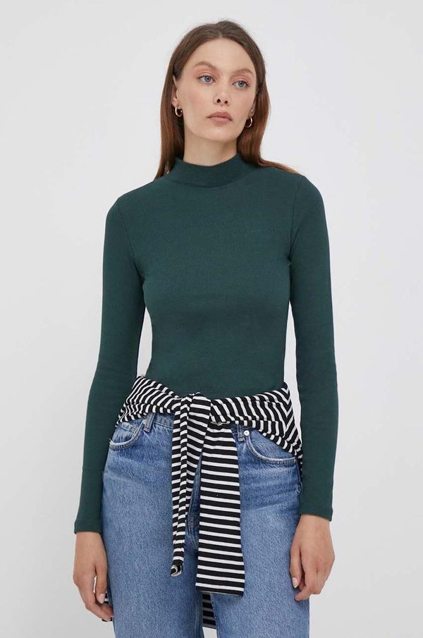 Pepe Jeans Majica dugih rukava Pepe Jeans za žene, boja: zelena, s poludolčevitom