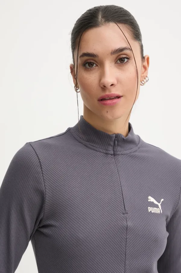 Puma Majica dugih rukava Puma za žene, boja: siva, s poludolčevitom, 626632