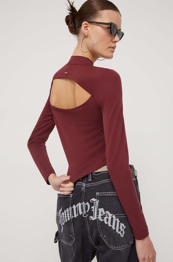 Superdry Majica dugih rukava Superdry za žene, boja: bordo