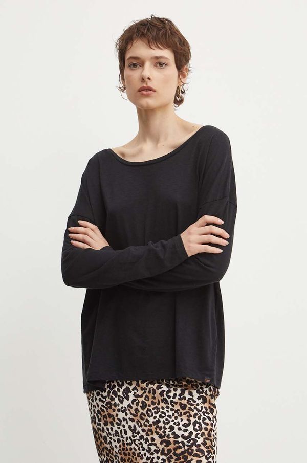 Superdry Majica dugih rukava Superdry za žene, boja: crna, W6011975A-02A